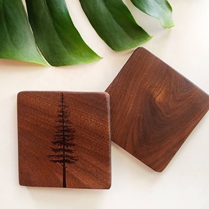 Posavasos de Madera Maciza con Grabado Láser de Pino, Hecho a Mano, Resistente al Calor, Protector de Mesa, Portavasos para Café, Té, Decoración del Hogar - Product Image 2