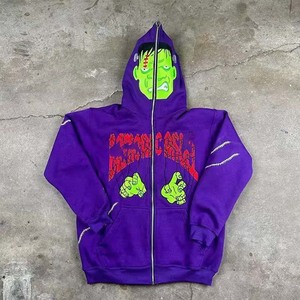 Custom Wholesale Full Zip <b>Hoodie</b> Unisex Black Fleece <b>Halloween</b> Masked Hooded Sweatshirt OEM ODM Manufacturer Made Twin City - Product Image 5