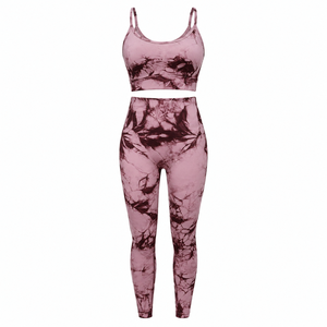 <b>Tie</b> <b>Dye</b> Yoga <b>Set</b> for Women 2 Piece Workout Outfits High Waist Seamless Leggings and Sports Bra Gym Fitness Clothing Activewear - Product Image 2