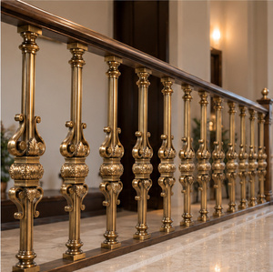 Barandilla Ornamental en Tono Bronce con Balaustres Decorativos para Escaleras y Balcones de Lujo, Barandal Metálico Personalizado - Product Image 1