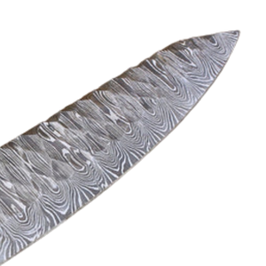 Cuchillo de Chef con Patrón Damasco Plateado y Mango Decorativo Naranja y Negro con Acentos Multicolor a Rayas, Cuchillo de Cocina Multiusos - Product Image 5