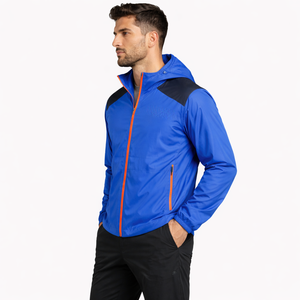 Chaqueta Cortavientos Azul Personalizada para Hombre – Ligera, Impermeable, Estilo Urbano, Proveedor Mayorista en EE. UU. - Product Image 3