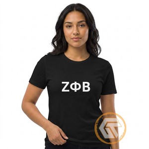 GREEK TREASURES Camisetas de la Hermandad Zeta Phi Beta para Mujer, Jersey Sólido, Casual, Bordado, Transpirable, 100% Algodón - Product Image 1