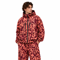 Ensemble coordonné unisexe coupe-vent camouflage rouge, survêtement personnalisé à fermeture éclair intégrale, veste à capuche oversize, pantalon cargo ample, vente en gros usine