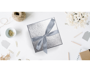 TH CBB-557 Recycled Materials Cardboard <b>Gift</b> Packaging Box Glitter Silver Lid <b>Ribbon</b> Cosmetics Corporate <b>Gifts</b> Custom Sizes - Product Image 3