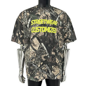 Fabricant de vêtements personnalisés – T-shirts pour hommes coupe ample et épais avec impression en relief, motif gaufré camouflage intégral - Product Image 1