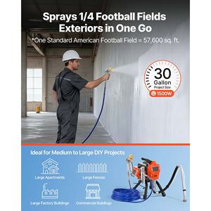 Spruzzatore di vernice airless ad alta pressione da 1500W 3300PSI con supporto, spazzola per la pulizia, tubo flessibile, asta di prolunga, ugelli, elettrico, per uso fai-da-te - Product Image 2