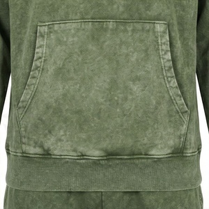 Conjunto Deportivo de Invierno para Hombre, Talla Grande, Algodón, Diseño de Logotipo Personalizado, Transpirable, Lavado Ácido, Patrón Sólido, Cuello con Capucha - Product Image 5