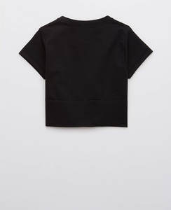 Haut court à manches courtes respirant pour femmes, haut de fitness doux pour l'entraînement avec broderie et motif à carreaux - Product Image 5