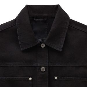 Chaqueta Vaquera Corta Reversible de Lujo con Logotipo, Impermeable, para Otoño, para Mujer, Negra, de Manga Larga, Moderna, Informal - Product Image 4