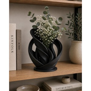 Minimalist <b>Ceramic</b> <b>Vase</b> With Twisted Design Matte Finish Tabletop Decor 8-16 Inches - Product Image 2