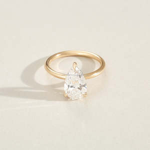 Bague de fiançailles solitaire en diamant de laboratoire certifié IGI, taille poire, 2 carats, or jaune massif 14 carats, cadeau de mariage, bijoux pour femmes - Product Image 1