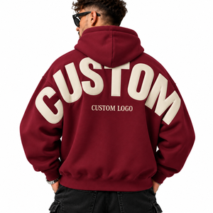 Sweat-shirt à capuche surdimensionné pour homme de haute qualité, 100% coton, molleton épais, impression au dos, logo personnalisé, couleur unie, streetwear - Product Image 1