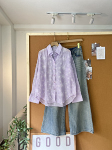 Chemisier ample décontracté en lin tissé transparent pour femme SUBICI S102, à manches longues et boutonnage frontal, idéal pour l'été - Product Image 2