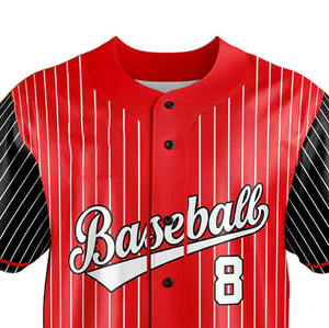 Maillot de baseball authentique à rayures fines, dégradé bleu clair, rose et noir, personnalisé et tendance - Product Image 3