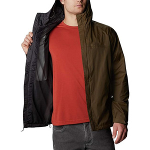 Chaqueta impermeable con capucha para hombre, color verde oliva, deportiva, con cierre, para otoño. - Product Image 4