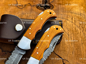 Industrial Grade Damascus Steel Back <b>Lock</b> Pocket Folding Knife Handmade Custom Logo Wholesale Factory OEM ODM Olive Wood Handle - Product Image 2