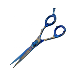 Ciseaux de salon professionnels faits à la main de 5.5 pouces Ciseaux de beauté en acier inoxydable tranchants avec revêtement au plasma bleu - Product Image 1
