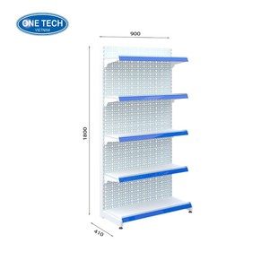 OneTech Heavy-Duty Steel Multifunctional Single-Sided Gondola Perforated 5-<b>Shelf</b> 60-80kg Capacity Retail Display <b>Racks</b> Duty - Product Image 2
