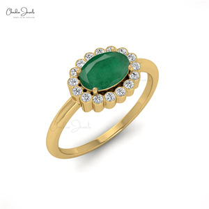 Fournisseur vérifié d'Alibaba, bague de fiançailles en or massif 14 carats avec émeraude naturelle zambienne de 0,72 carat, bague de fiançailles en diamant à prix d'offre - Product Image 2
