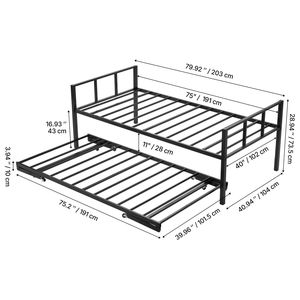 Struttura letto a giorno matrimoniale resistente con letto estraibile, piattaforma in metallo e doghe, con supporto Lombare e Vita - Product Image 4