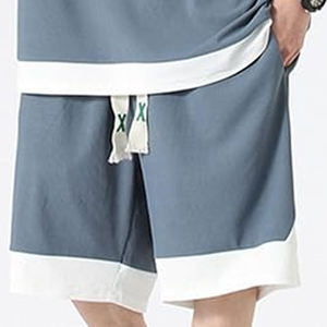 Shorts Bermuda décontractés pour hommes grande taille, couleur unie, taille élastique avec cordon de serrage, tricotés, taille mi-haute, 100% coton - Product Image 1