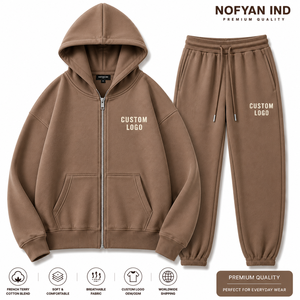 Custom French Terry Heavyweight Cotton Hip Hop Style Unisex 320g <b>Hoodie</b> Jogger Set OEM Private Label Wholesale - Product Image 1