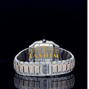 Reloj de Lujo Deportivo para Hombre, Caja Cuadrada de Acero Inoxidable con Diamantes, Cuarzo ETA de 41 mm, Cristal Analógico, Visualización de Números Romanos, Botón de Presión - Product Image 4