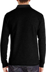 Made In Pakistan Most Superior Quality Breathable Black Loose Breathable Full <b>Sleeves</b> <b>Polo</b> <b>Shirts</b> For <b>Men</b> Low MOQ - Product Image 6