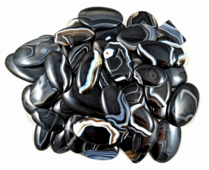 Elegant Natural Banded Black Onyx Loose Gemstone Jewelry Handmade Birthstone & Healing Crystal Accessories - Product Image 1