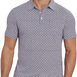 Camisa polo para hombre de manga corta, diseño con botones, tejido de punto, logotipo personalizado e impresión. - Product Image 1