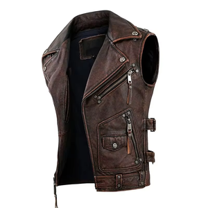 Gilet en cuir élégant pour homme, vêtement décontracté, gilet en cuir pour tenues quotidiennes, respirant, de haute qualité, sans manches - Product Image 3