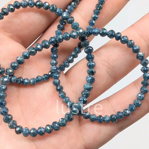<b>Blue</b> Diamond <b>Bead</b> Necklace Faceted Rondelle 100% Natural Personalized Stone <b>Beads</b> Jewelry High Quality 3-4 MM Diamond <b>Beads</b> - Product Image 4