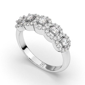 Anillo de Oro de 14K con Diamantes Cultivados en Laboratorio, Corte Redondo, Múltiples Piedras, Anillo de Boda Elegante, Anillo de Aniversario para Mujer, Joyería Fina, Regalo - Product Image 1