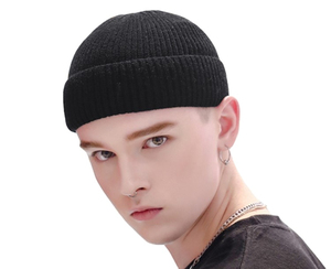 Gorro Unisex de Acrílico Negro Sólido, Cálido para Invierno, Casual, para Exteriores, Adulto, 58-60CM de Circunferencia de Cabeza, Tejido Plano, Estándar - Product Image 1