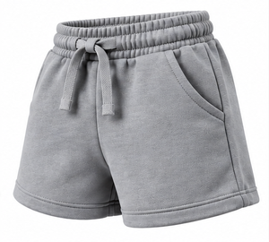Shorts de sport orange et blanc pour filles, shorts d'été en molleton pour enfants, shorts pour filles avec bande latérale et taille élastique à cordon de serrage - Product Image 2