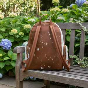 Sac à dos en cuir de vachette fait main avec poils, vintage, pour voyage, ordinateur portable, école, grande capacité, fermeture éclair, portable, unisexe HNBP-0013 - Product Image 3