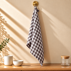 <b>Gingham</b> Classic Style Kitchen Dish Towel-100% Pure Linen Drying <b>Cloth</b> with Hanging Loop for Utensils and <b>Table</b> Use - Product Image 4
