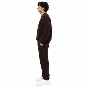 Textured Fleece Men's <b>Tracksuit</b> Set with Soft Cozy Sweatshirt Relaxed Joggers Fit Winter Warm Hoodies Streetwear Bulk OEM Orders - Product Image 4