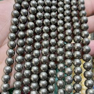 ลูกปัดหินไพไรต์ทรงกลมขัดเงาธรรมชาติคุณภาพสูงพิเศษ ขนาด 8 มม. สำหรับทำเครื่องประดับ ขายส่ง - Product Image 6