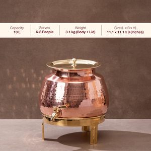 Distributeur d'eau en cuivre avec finition martelée et robinet en laiton pour usage domestique - Product Image 3