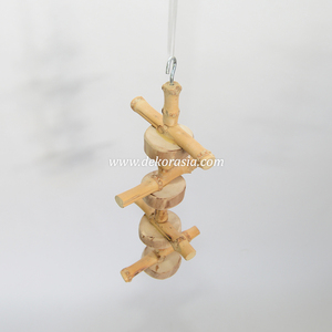Natural Coffee Wood Bamboo Bird Perch Hanging <b>Ladder</b> Toy <b>Small</b> Medium Birds Pet Cage Accessories Stand Craft Wholesale - Product Image 2