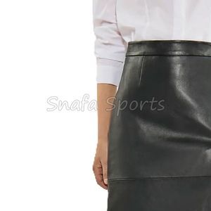 Top Trending Women's Black Luxury Ultra-Light Nappa Leather Breathable Maxi <b>Skirt</b> Front <b>Split</b> Timeless Design Leather <b>Skirt</b> - Product Image 5