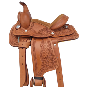 Silla de Montar Occidental para Niños de 10 Pulgadas, Cuero Genuino 100% de Búfalo, Asiento Acolchado Cómodo, Herrajes de Acero Inoxidable, Fibra de Vidrio - Product Image 1