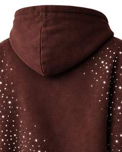 Sudadera con Capucha Marrón Chocolate con Pedrería, Oversize, de Forro Polar Grueso, con Bolsillo Canguro, Fabricante de Ropa Urbana Personalizada para Hombre - Product Image 5