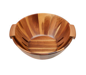 Grand bol classique haut de gamme en bois émaillé - Ustensiles de cuisine en teck Ha Le durables pour usage domestique - Product Image 1