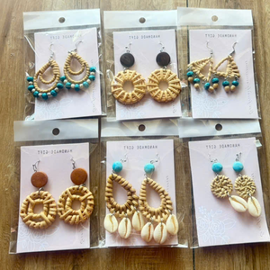 Boucles d'oreilles rondes en rotin, bijoux naturels faits à la main, OEM ODM, fabriquées au Vietnam, TUYET DUNG, art populaire classique, pour les fêtes et les mariages - Product Image 5