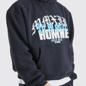 ชุดเสื้อฮู้ดผู้ชาย Homme สีดำ ผ้าฝ้าย สตรีทแวร์ แทรคสูท แขนยาว ทรงหลวม มีกระเป๋าข้าง เหมาะสำหรับใส่ในฤดูใบไม้ร่วง - Product Image 6