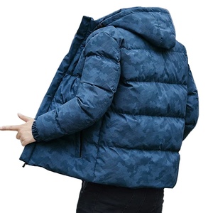 Autumn and Winter Men's Stand-Up Collar Down Cotton <b>Coat</b> New Couple's Warm Zipper Closure Canvas Jacket - Product Image 3