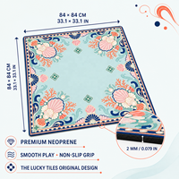 Tapis de Mahjong Américain en Néoprène Premium Antidérapant 33x33 Pouces, Motif Coquillage Corail Vert Océan, Design Original